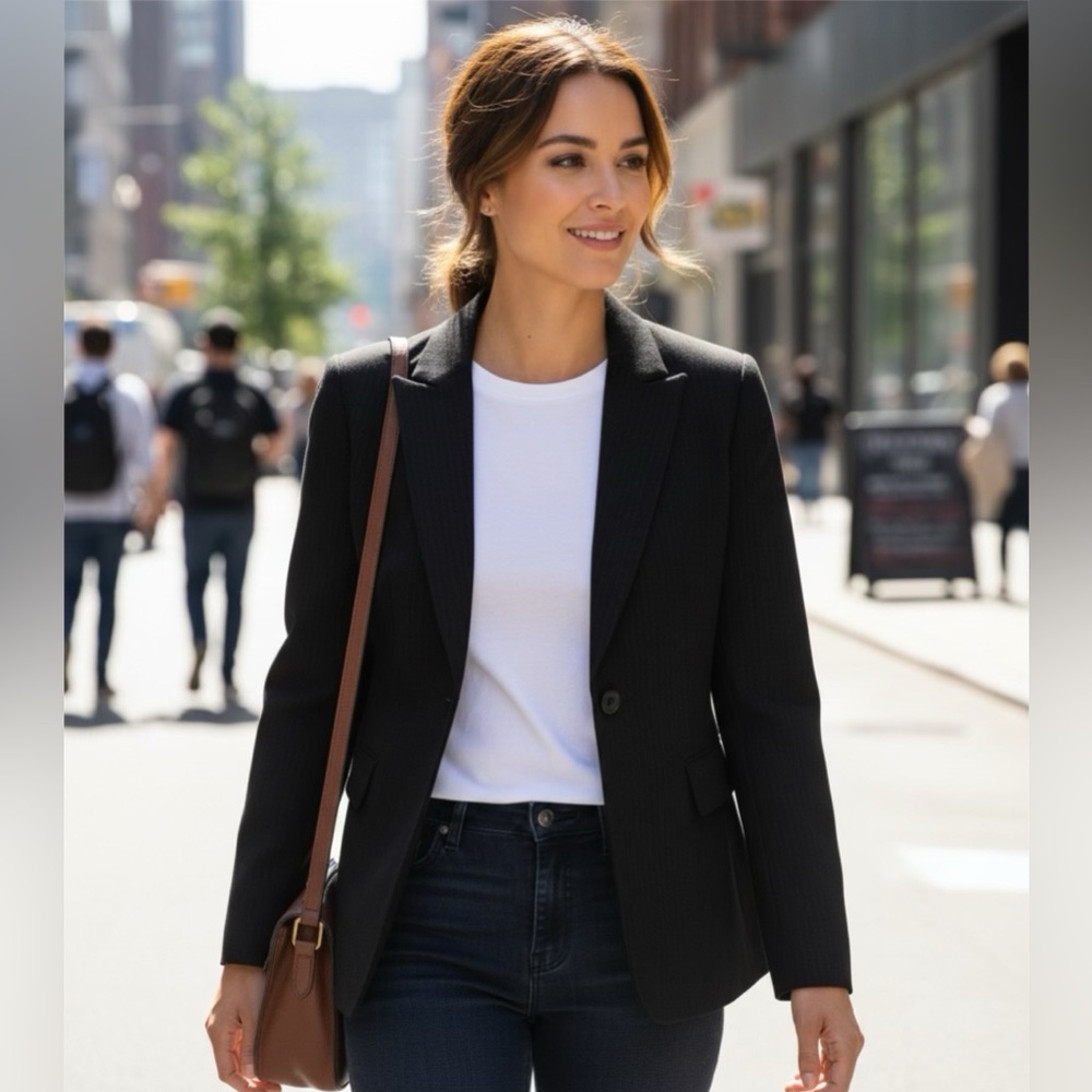 Ladies Petite Pin Stripe Suit Jacket